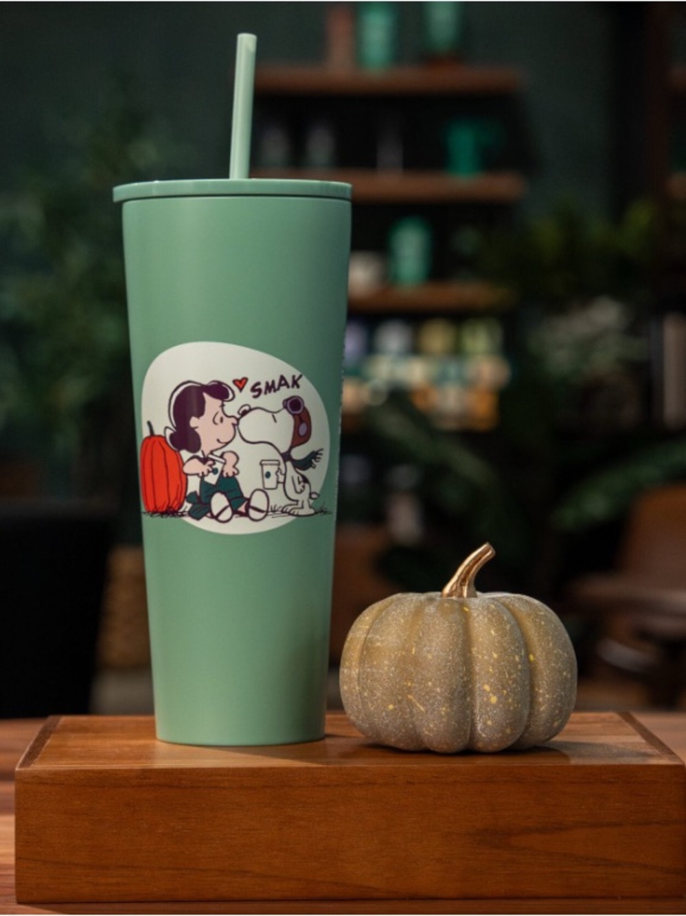 Mint Green Snoopy Cartoon Insulated Tumbler with Straw